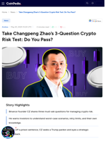 Take Changpeng Zhao’s 3-Question Crypto Risk Test: Do You Pass?