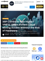XRP Climbs to New Highs—VNBTC Offers Instant Cloud Mining Access Without the Risk of Hardware | Live Bitcoin News