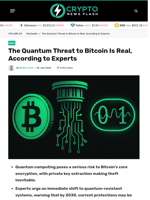 The Quantum Threat to Bitcoin Is Real, According to Experts - Crypto News Flash