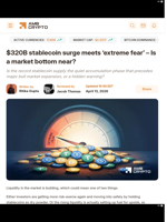 $320B stablecoin surge meets 'extreme fear' - Is a market bottom near? - AMBCrypto