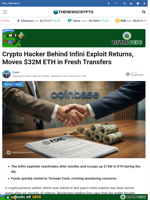 Crypto Hacker Behind Infini Exploit Returns, Moves $32M ETH in Fresh Transfers