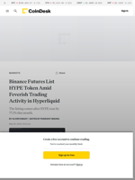 Binance Futures List HYPE Token Amid Feverish Trading Activity in Hyperliquid