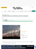 Iran strike on Israel by April 2026 priced YES on Polymarket