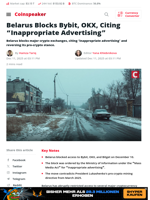 Belarus Blocks Bybit, OKX, Citing “Inappropriate Advertising” - Coinspeaker