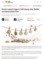 Resolv exploit triggers USR depeg after $80M uncollateralized mint - AMBCrypto