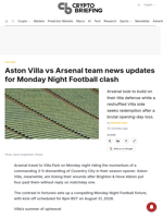 Aston Villa vs Arsenal team news updates for Monday Night Football clash