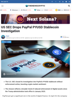 US SEC Drops PayPal PYUSD Stablecoin Investigation - TheNewsCrypto