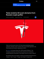 Tesla reclaims 52 scam domains from Russian crypto grifter