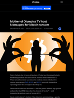 Mother of Olympics TV host kidnapped for bitcoin ransom