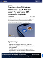 OpenSea plans $SEA token launch in Q1 2026 with 50% supply for users and 50% revenue for buybacks