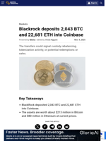 Blackrock deposits 2,043 BTC and 22,681 ETH into Coinbase
