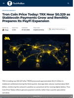 Tron Coin Price Today: TRX Near $0.329 as Stablecoin Payments Grow and Remittix Prepares Its PayFi Expansion - TechBullion