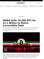 MARA Sells 15,000 BTC for $1.1 Billion to Retire Convertible Debt - 