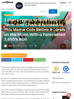 3 Best Cryptos to Hold Long-Term: Last Chance to Invest in This Meme Coin Before It Lands on the Moon With a Forecasted 3,650% ROI! | Live Bitcoin News