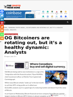 OG Bitcoiners are rotating out, but it’s a healthy dynamic: Analysts - The Crypto News Wire