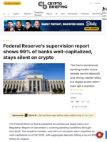Federal Reserve's supervision report shows 99% of banks well-capitalized, stays silent on crypto