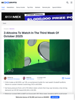 3 Altcoins To Watch In The Third Week Of October 2025