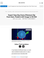 Expert Says Buy Every Ethereum Dip From Here, Predicts 26% Surge to $4,000