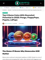 Top 4 Meme Coins With Moonshot Potential in 2025: Pengu, FloppyPepe, Pepeto, LilPepe - Crypto News Flash