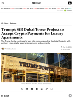 Trump's $1B Dubai Tower Project to Accept Crypto Payments for Luxury Apartments - Decrypt