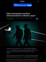 Tether shareholder was Boris Johnson's advisor in Ukraine, report