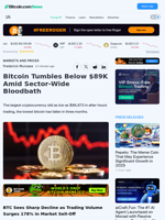 Bitcoin Tumbles Below $89K Amid Sector-Wide Bloodbath – Markets and Prices Bitcoin News