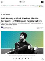 Jack Dorsey's Block Enables Bitcoin Payments for Millions of Square Sellers - Decrypt