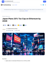 Japan Plans 20% Tax Cap on Ethereum by 2026: Guest Post by Cryptocurrency Press | CoinMarketCap