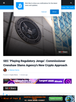 SEC's Crypto Regulations: Commisioner Warns Of Risky 'Game'