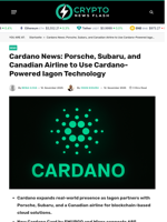 Cardano News: Porsche, Subaru, and Canadian Airline to Use Cardano-Powered Iagon Technology - Crypto News Flash