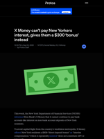 X Money can’t pay New Yorkers interest, gives them a $300 'bonus' instead