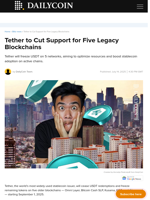 Tether to Cut Support for Five Legacy Blockchains - DailyCoin