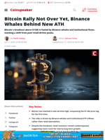 Bitcoin Rally Not Over Yet, Binance Whales Behind New ATH - Coinspeaker