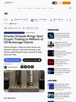 Charles Schwab Brings Spot Crypto Trading to Millions of US Brokerage Clients – Crypto News Bitcoin News