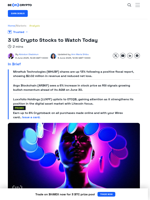 US Crypto Stocks to Watch Today: MHUBF, ARBKF, LUXFF