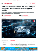 XRP Slips Below $3, Analyst Remains Bullish Above Key Support
