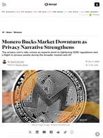 Monero Bucks Market Downturn as Privacy Narrative Strengthens - Decrypt