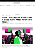 RWA Launchpad Collateralize Spikes 300% After Yakovenko Repost - 