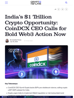 India’s $1 Trillion Crypto Opportunity: CoinDCX CEO Calls for Bold Web3 Action Now