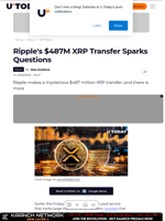 Ripple's $487M XRP Transfer Sparks Questions