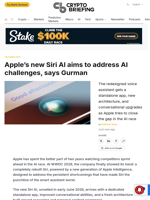 Apple's new Siri AI aims to address AI challenges, says Gurman