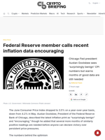 Federal Reserve member calls recent inflation data encouraging