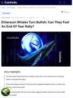 Ethereum Whales Turn Bullish; Can They Fuel An End Of Year Rally?