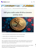 XRP price stalls under $3.00 as investor activity slows - CoinJournal