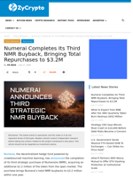 Numerai Completes Its Third NMR Buyback, Bringing Total Repurchases to $3.2M