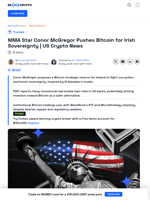 US Crypto News: McGregor’s Bitcoin Blueprint to Transform Ireland