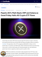 Pepeto 267x Math Beats XRP and Solana as Good Friday Halts All Crypto ETF Flows