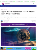 Crypto Whale Opens New $163M Bitcoin Short After $192M Win