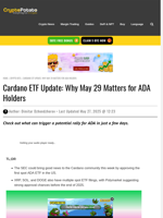 Cardano ETF Update: Why May 29 Matters for ADA Holders