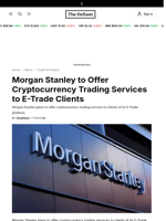 Morgan Stanley to Offer Cryptocurrency Trading Services to E-Trade Clients - 